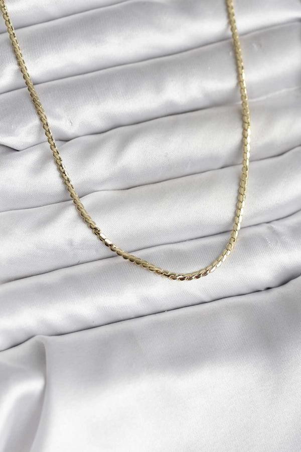 14K Gold Renk Kaplama Ezme Zincir Model CM Kadın Kolye - Image 1