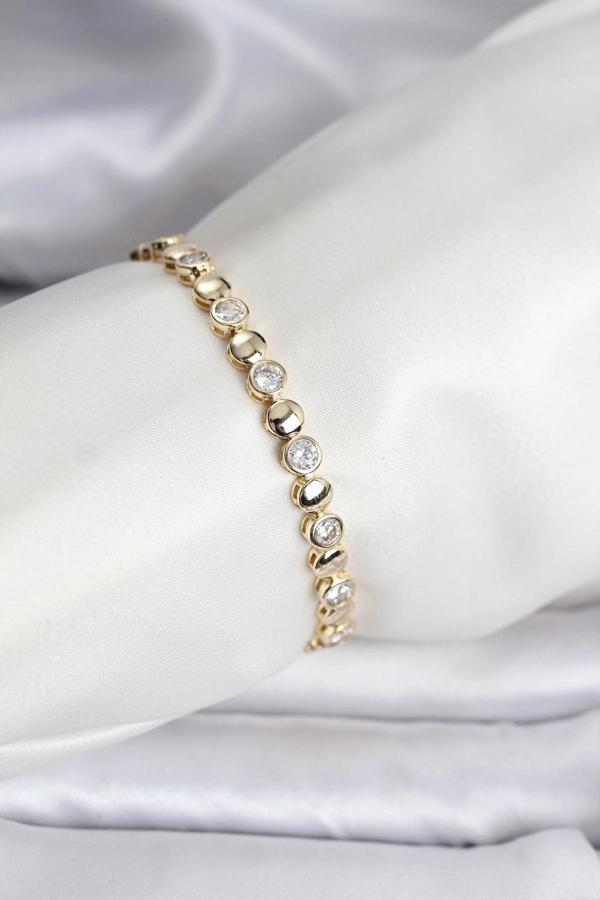 14K Gold Renk Kaplama Zirkon Taşlı CM Kadın Bileklik - Image 1
