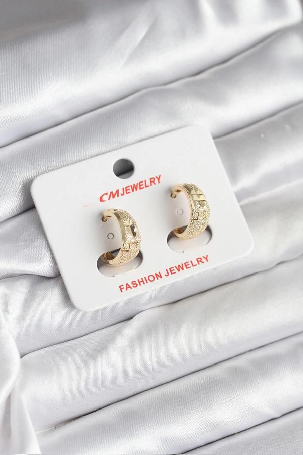 14K Gold Renk Kaplama Lazer Halka CM Kadın Küpe - Image 1