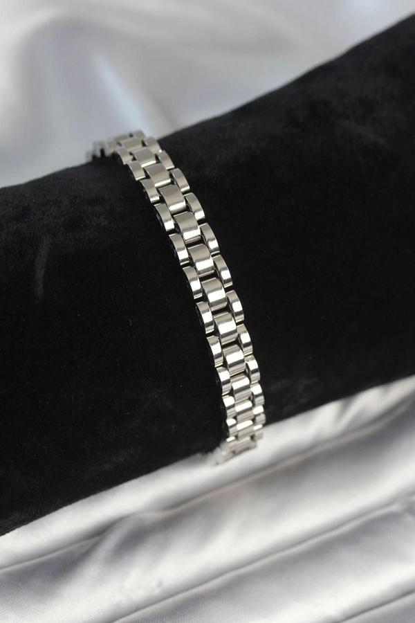 316L Çelik Gümüş Renk 7 mm Kalınlık Erkek Bileklik - Image 1