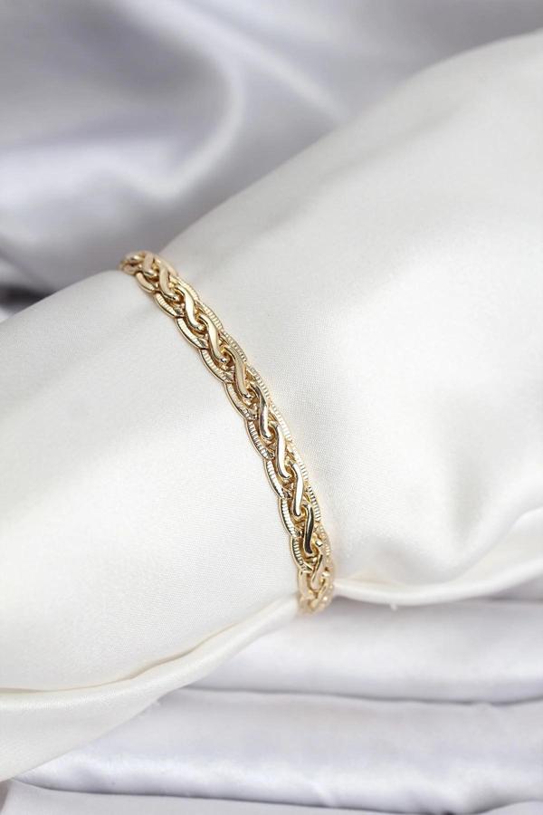 14K Gold Renk Kaplama Lazer Zincir Model CM Kadın Bileklik - Image 1