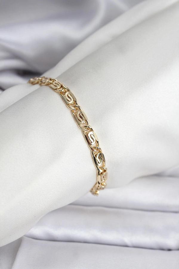 14K Gold Renk Kaplama Zincir Model CM Kadın Bileklik - Image 1