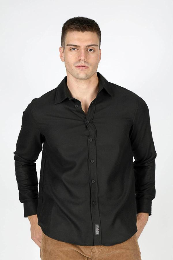 Lee Cooper Regular Fit Klasik Yaka Uzun Kollu Erkek Gömlek 251 LCM 241063 8101 SİYAH - Image 1