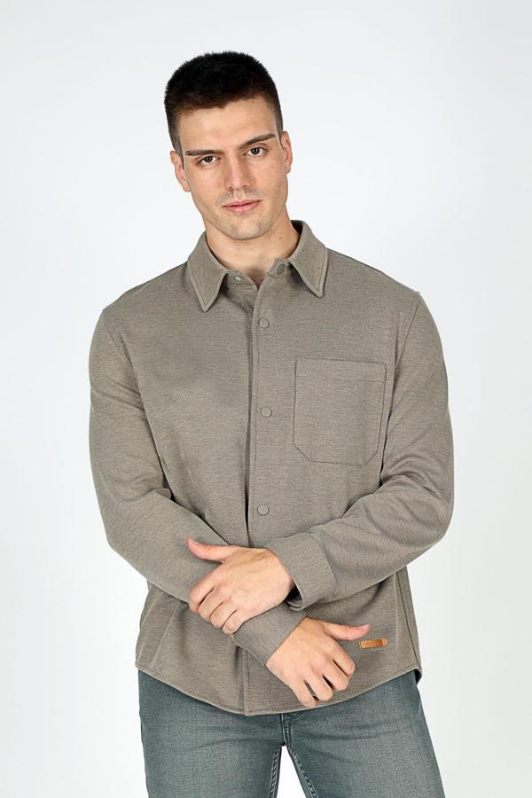 Lee Cooper Regular Fit Cepli Klasik Yaka Uzun Kollu Erkek Gömlek 251 LCM 241018 6103 VİZON - Image 1