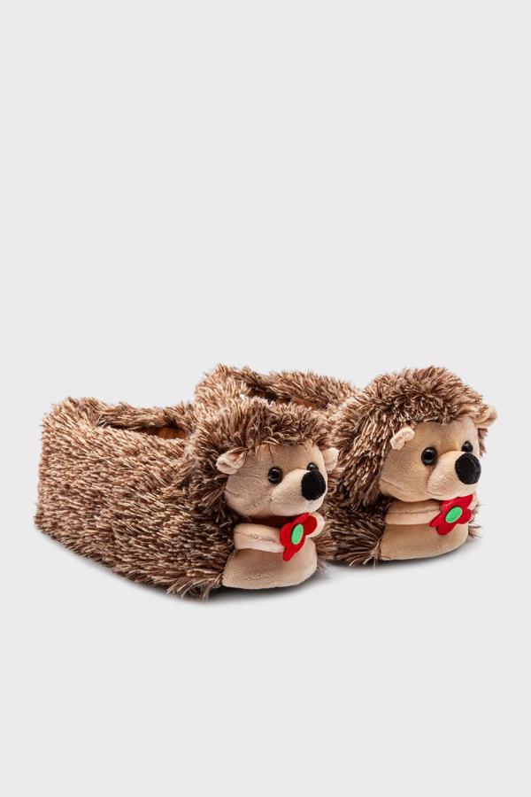 Twigy Tw Kiri Hayvanlı Yumuşak Tüylü Bayan Panduf GG0566 KAHVE - Image 1