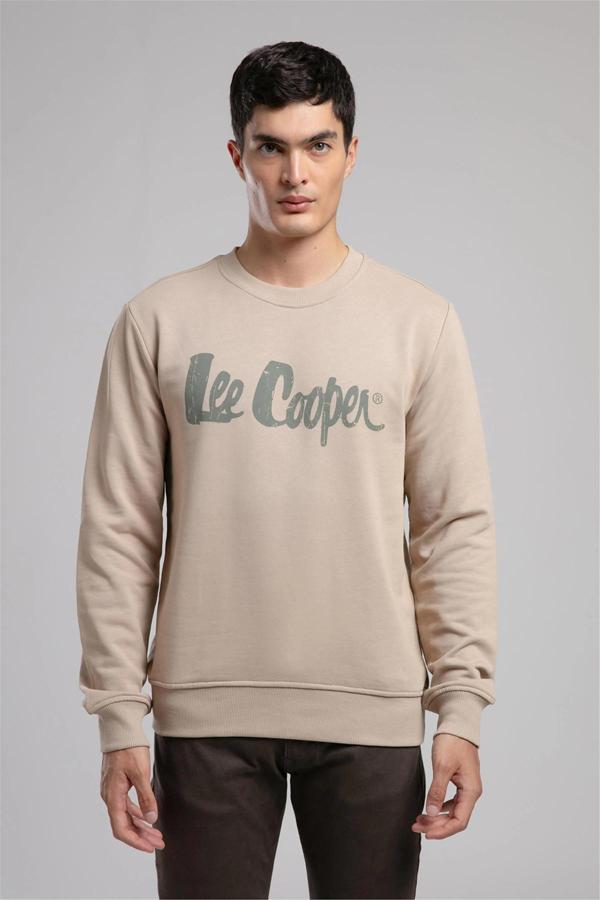 Lee Cooper Pamuklu Regular Fit Logolu Bisiklet Yaka Erkek Sweat 261 LCM 241041 1201 BEJ - Image 1