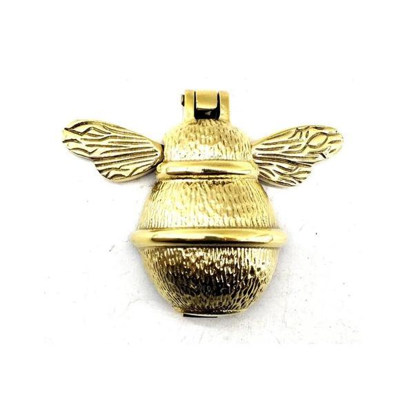 Antika Tarz Dekoratif Pirinç Arı Kapı Tokmağı, Taktak - Küçük,123x150mm, Sarı - Image 1