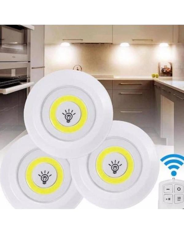 Uzaktan Kumandalı 3 Lü Spot Led Lamba Kablosuz Pilli Işıldak - Image 1