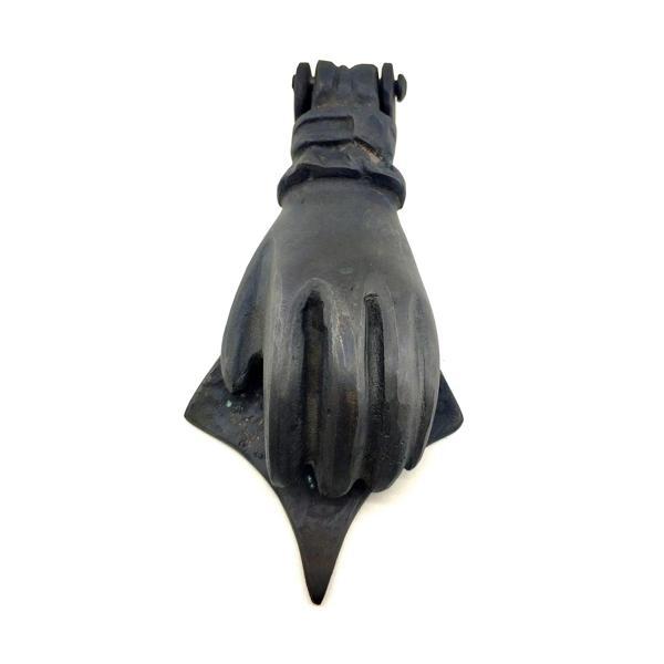 Antika Tarz Dekoratif Pirinç El Kapı Tokmağı, Taktak - 167x75 Mm, Oksit - Image 1