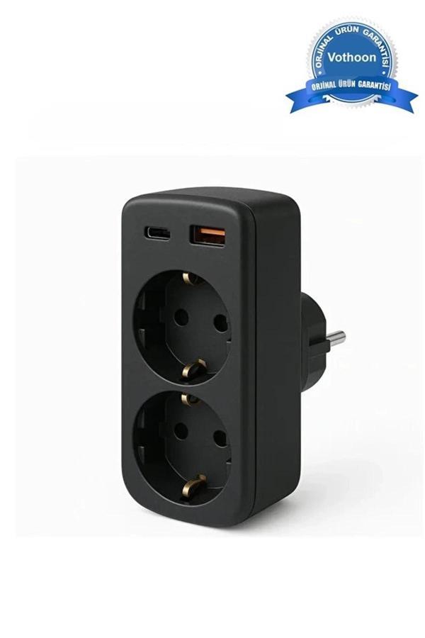 Çoklu Priz Yüksek Gerilim Korumalı 2’li Priz 1xusb 1xtype-c Çıkışlı Grup Priz Çoğaltıcı - Image 1