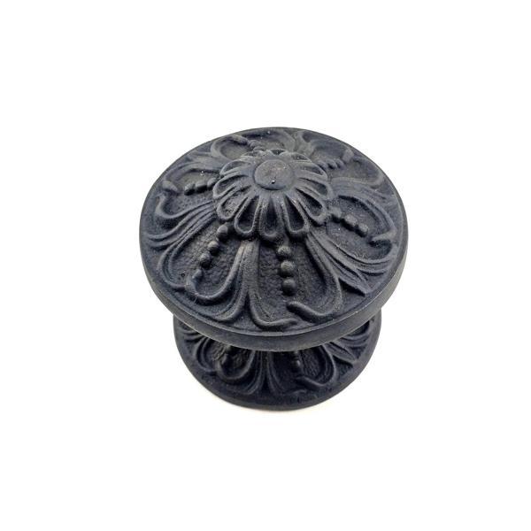 Antika Tarz Dekoratif Pirinç Çiçekli Kapı Tokmağı - 80 Mm Çap, Oksit - Image 1