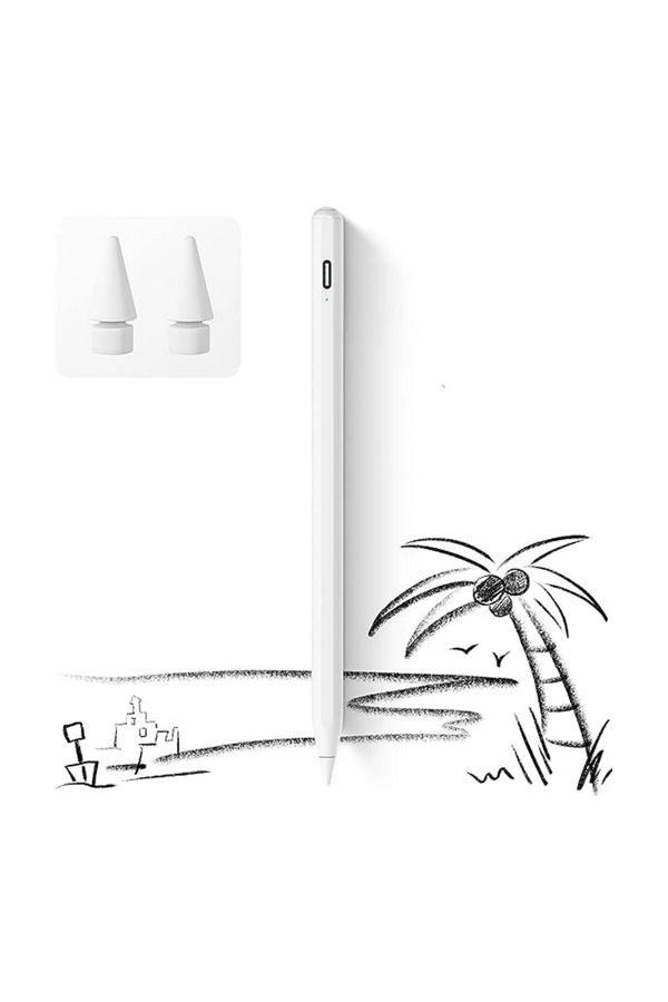 İpad 2018-2022 İçin Düğmeli Stylus Kalem, Avuç İçi Reddetme Aktif Kalem Apple Uyumlu - Image 1