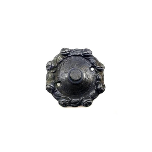 Antika Tarz Dekoratif Pirinç Güllü Kapı Zili - 75mm, Oksit - Image 1