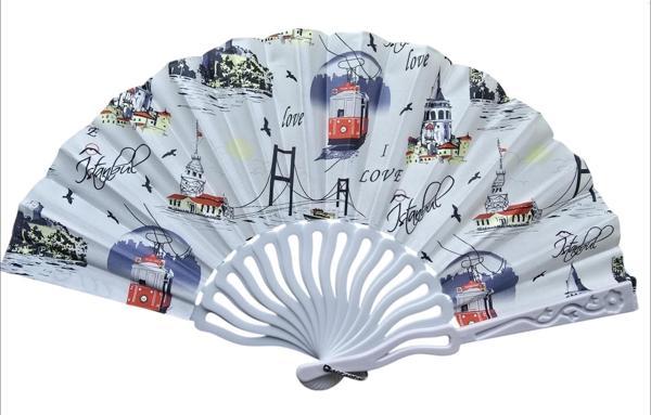 Plastik Kumaş Yelpaze 12'li İstanbul - Image 1