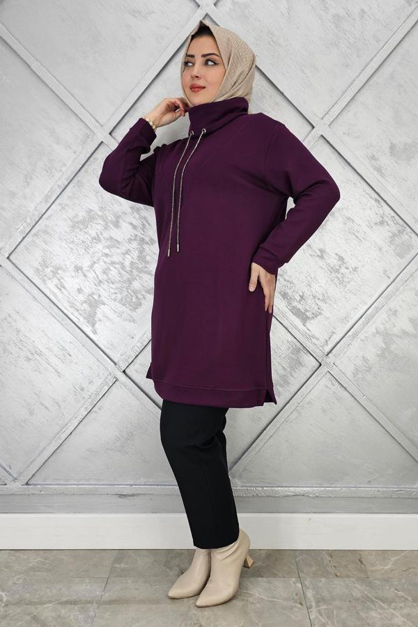 KADIN BAĞ İPİ DETAYLI TESETTÜR TUNİK - Image 1