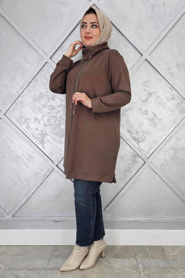 KADIN BAĞ İPİ DETAYLI TESETTÜR TUNİK - Image 1