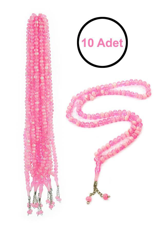 10 Adet 99lu Namaz Tesbihi 10mm Hac Umre Hediyelik - Pembe - Image 1