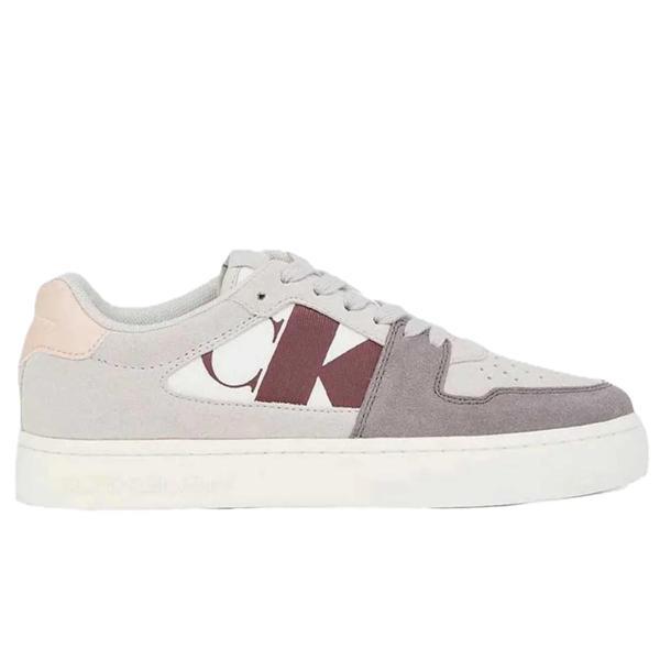 Calvin Klein Oyster Mushroom/Stormfrond Womens Leather Sneaker Hakiki Deri Kadın Günlük Spor Ayakkabı Gri - Image 1