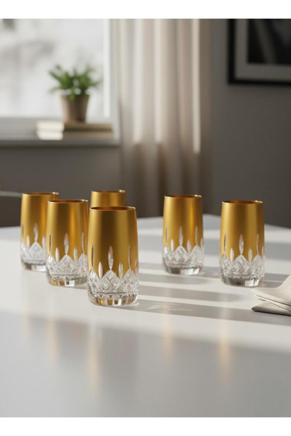 Bohemia kristal kahve yanı su bardağı Altın Yaldızlı 150 cc 6 adet - Image 1