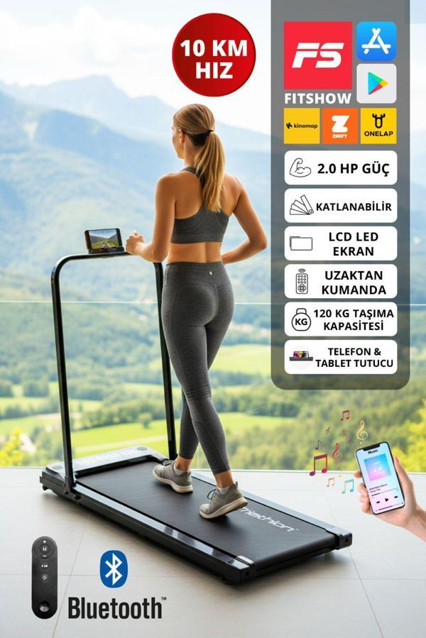 T-228 Katlanabilir Yürüyüş ve Koşu Bandı / Bluetooth ve Hoparlör/2HP Motor/10 KM Hız/Uzaktan Kumanda - Image 1