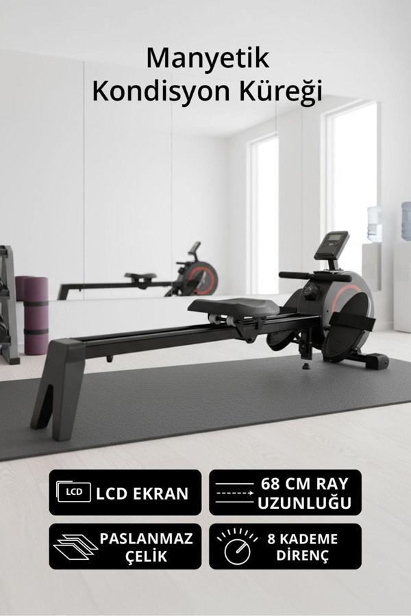 T-231 Manyetik Kondisyon Küreği / Paslanmaz Çelik / 8 Kademeli Direnç Ayarı / 68 cm Ray Uzunluğu - Image 1
