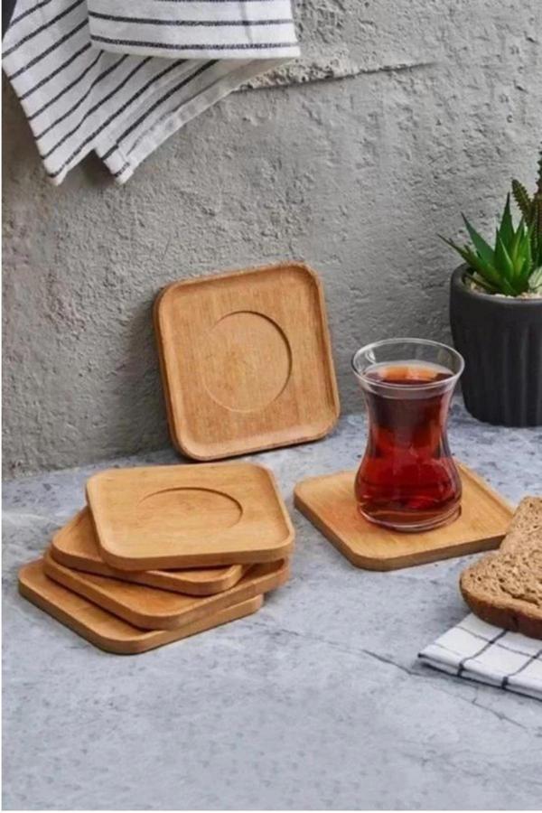 Mien MEN370 Kare Bambu Çay Tabağı 6'lı - Image 1