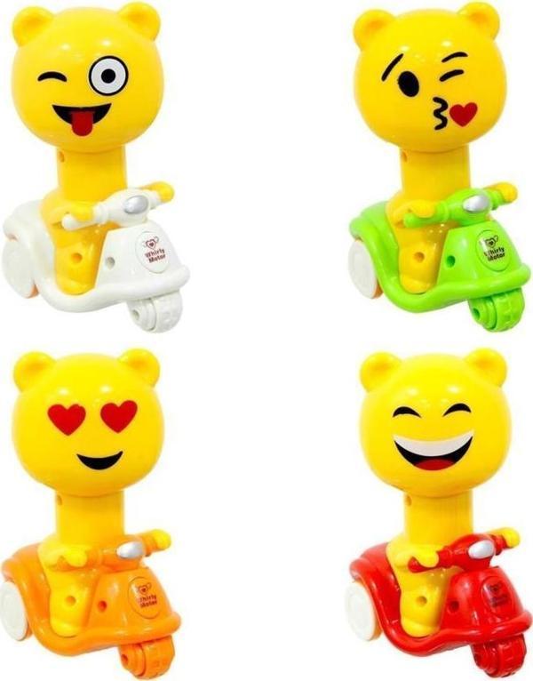 Sarı Emoji Kafalı Bas Git Motorsiklet, Çocuklar için Oyuncak - Image 1