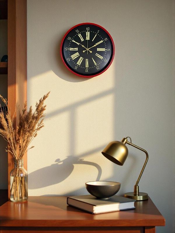 Zentime 36 Cm Kırmızı Dekoratif Duvar Saati - Image 1