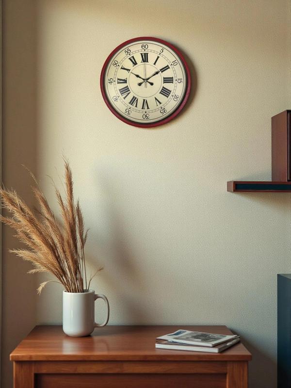 Zentime 36 Cm Kırmızı Dekoratif Duvar Saati - Image 1