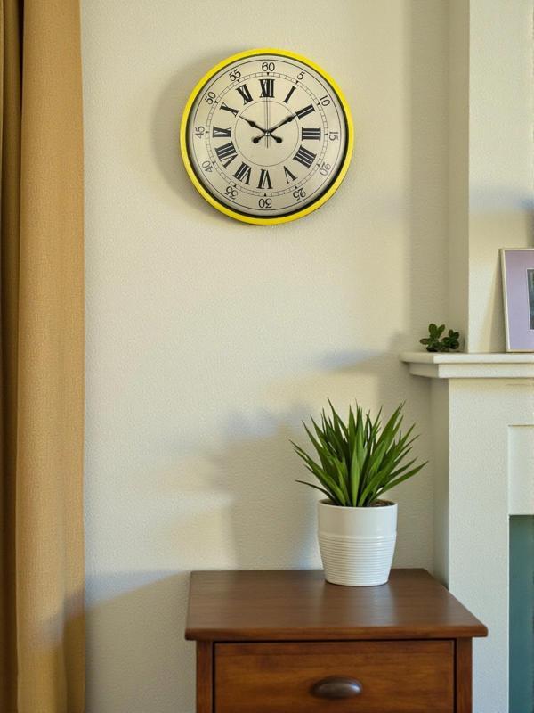 Zentime 36 Cm Sarı Dekoratif Duvar Saati - Image 1