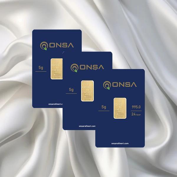 3 Adet 5 Gr 24 Ayar Onsa Gram Altın - Image 1