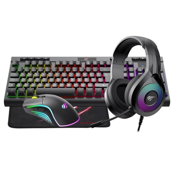  Havit Gamenote KB887CM-TUR 4'lü Gaming Set – Klavye, Mouse, Kulaklık, Mousepad – Rainbow Aydınlatma, Türkçe Q, 3.5mm Jack, PC Uyumlu - Image 1