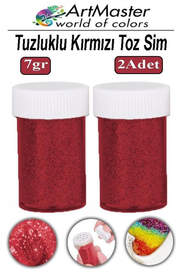Toz Sim Kırmızı 2 Adet 7 Gr Tuzluklu Etkinlik Ders Okul Slime Dekorasyon Renkli Toz Sim Dekor Süsleme - Image 1