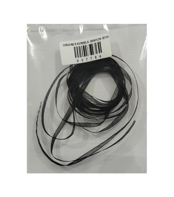 Organze Kurdela 3Mmx2M Siyah - 5 paket - Image 1