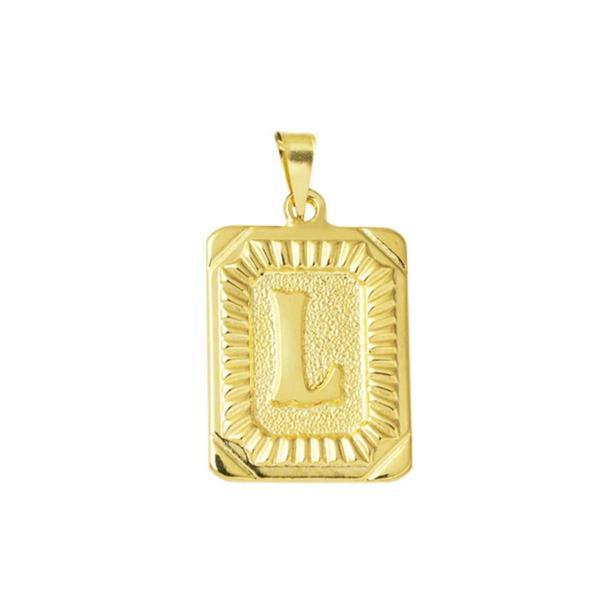 Kare 14 Ayar Altın L Harf Kolye Ucu - Image 1