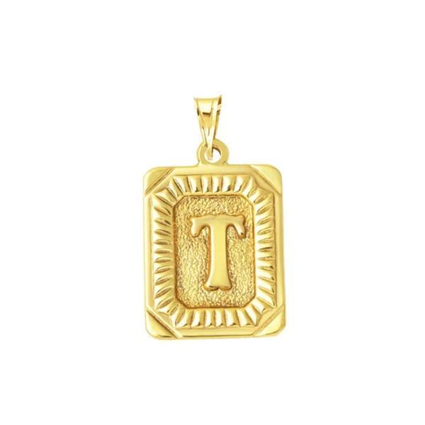 Kare 14 Ayar Altın T Harf Kolye Ucu - Image 1