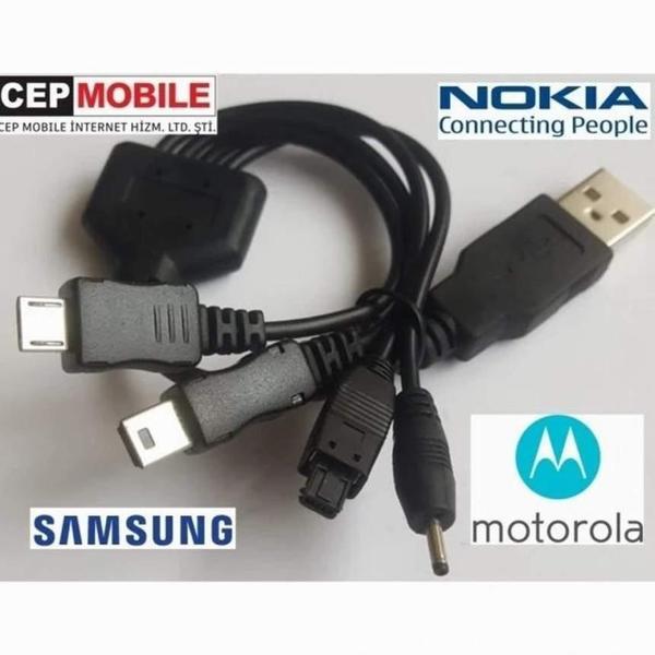 4In1 Samsung Nokia Motorola Htc Sony Asus Lg Mp3 Usb Şarj Kablosu - Image 1