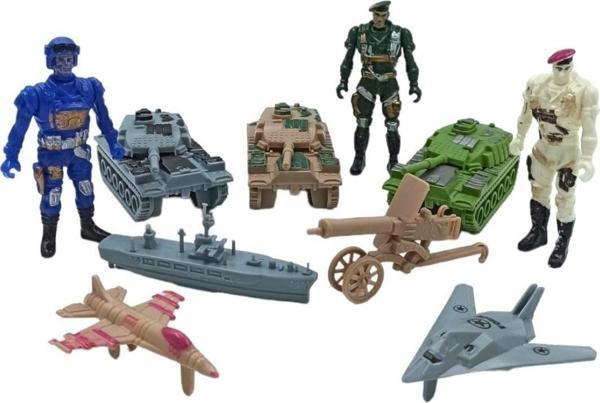 Pop Şeker Oyuncak Asker Savaş Seti Askerli Tank Gemi Ve Uçaklı 10 Parça Savaş Seti - Image 1