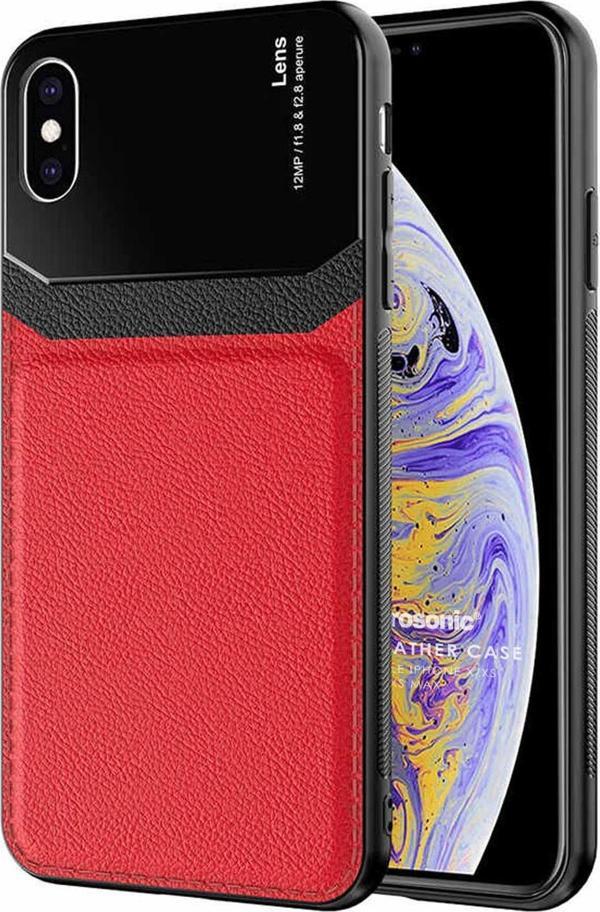 Microsonic Apple iPhone X Kılıf Uniq Leather Kırmızı - Image 1