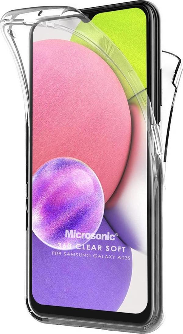 Microsonic Samsung Galaxy A03s Kılıf 6 Tarafı Tam Full Koruma 360 Clear Soft Şeffaf - Image 1
