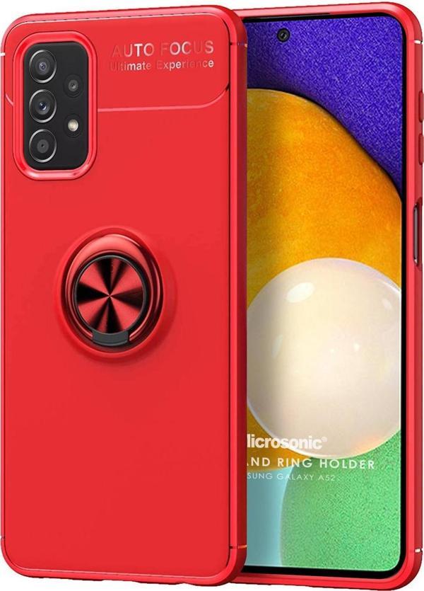 Microsonic Samsung Galaxy A52s Kılıf Kickstand Ring Holder Kırmızı - Image 1