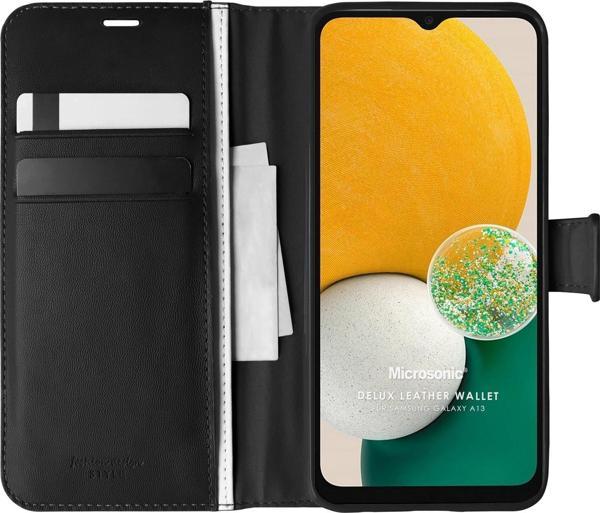 Microsonic Samsung Galaxy A13 5G Kılıf Delux Leather Wallet Siyah - Image 1