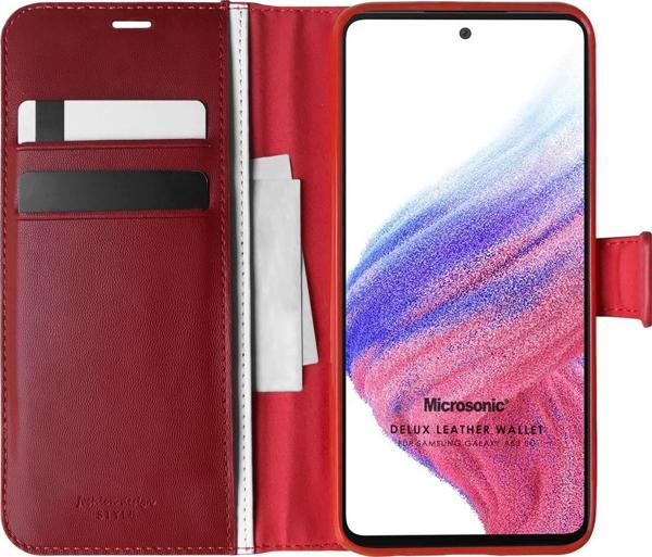 Microsonic Samsung Galaxy A53 5G Kılıf Delux Leather Wallet Kırmızı - Image 1