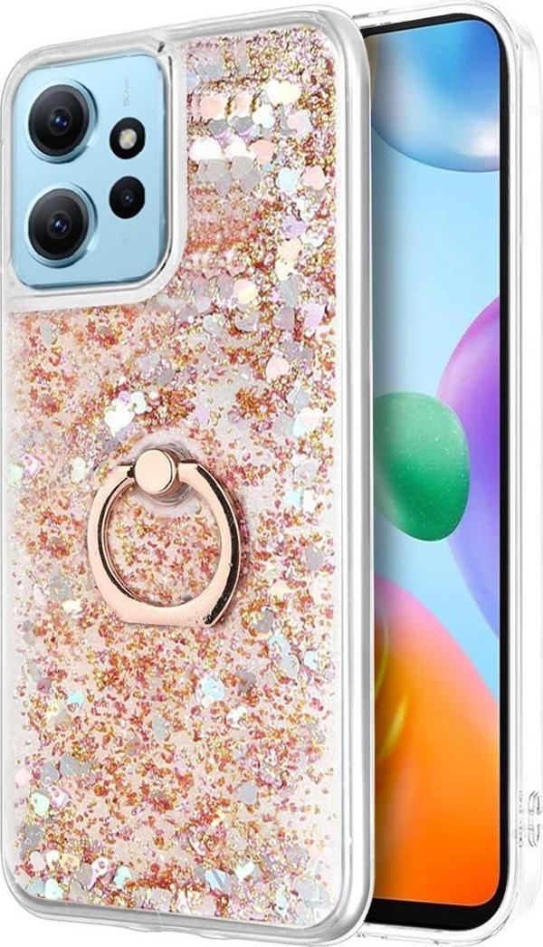 Microsonic Xiaomi Redmi Note 12 4G Kılıf Glitter Liquid Holder Gold - Image 1