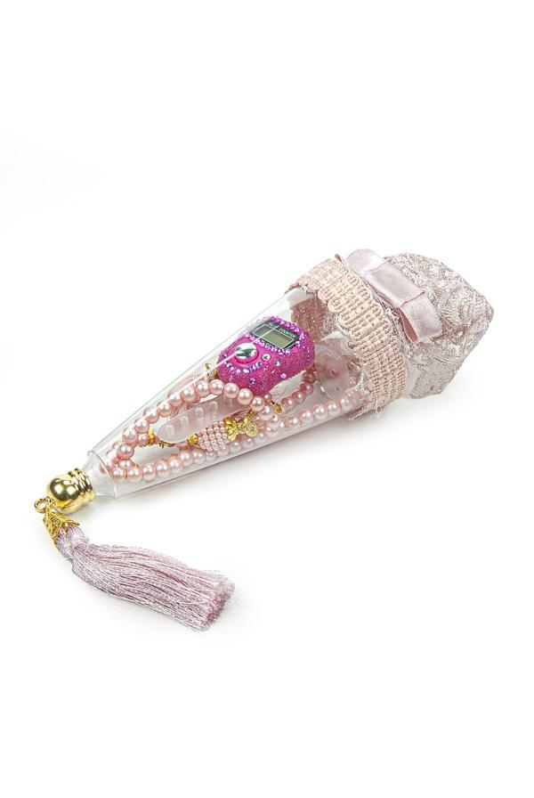 Özel Kutusunda Zikirmatik ve İnci Tesbihli Mevlüt Hediyelik Seti Pembe - Image 1