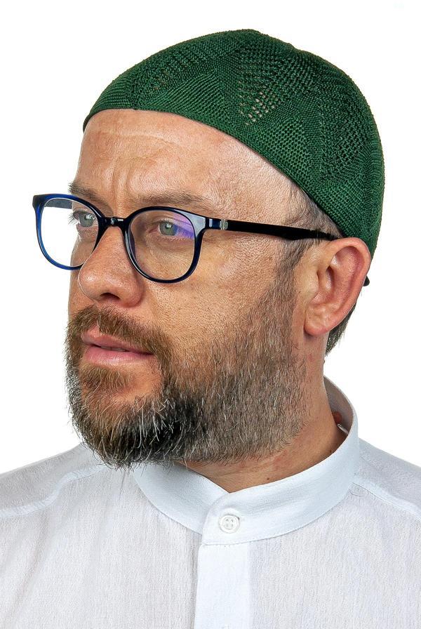 Berra Çelik Örme Dantel Namaz Takkesi Yeşil 1 Adet - Image 1