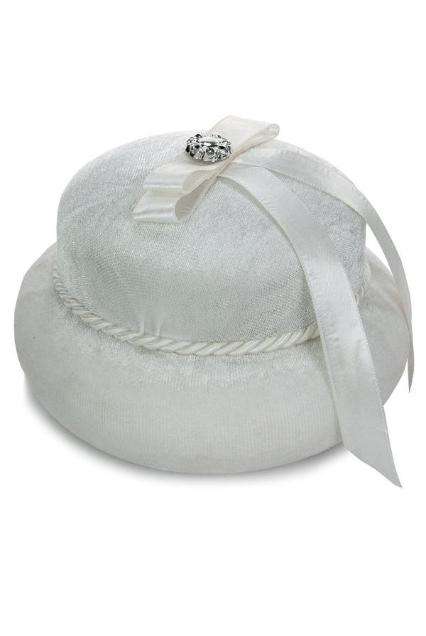 Yuvarlak Kadife Kaplı Tesbih ve Takı Kutusu Krem - Image 1