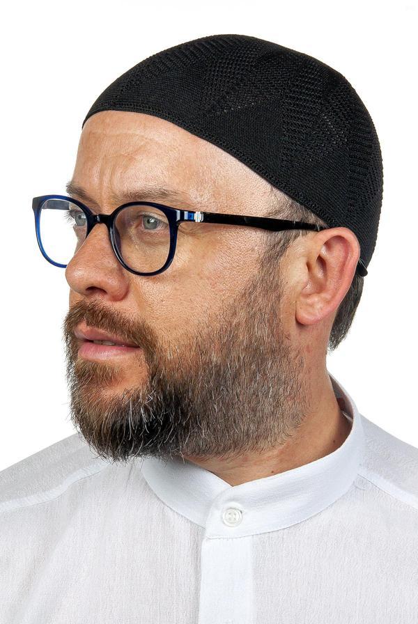 Berra Çelik Örme Dantel Namaz Takkesi Siyah 1 Adet - Image 1