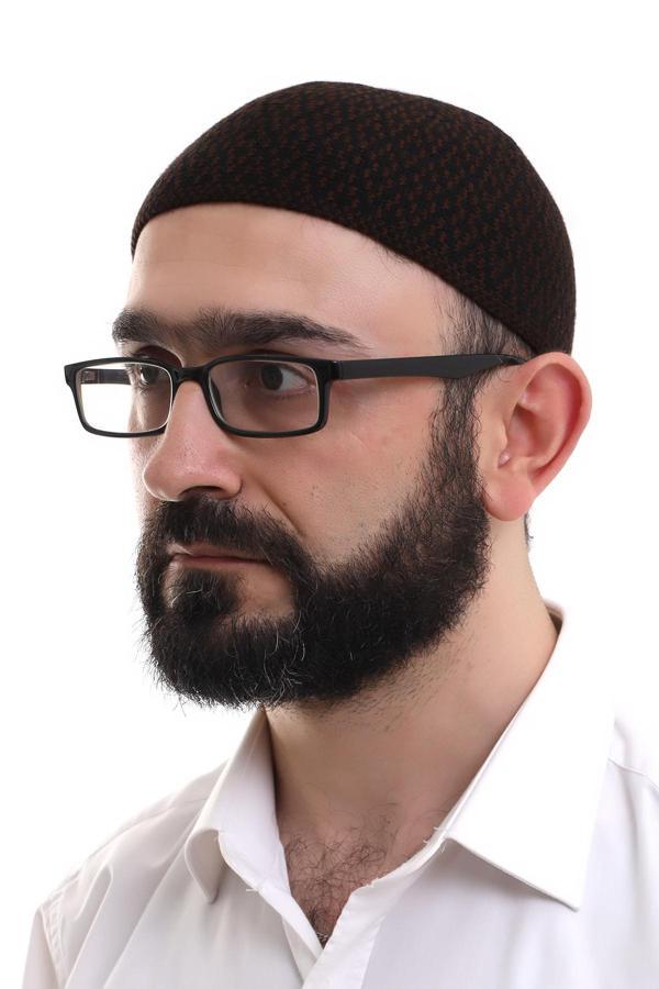 Koyu Kahverengi Kışlık Orlon Namaz Takkesi Baklava Desenli Takke - Image 1