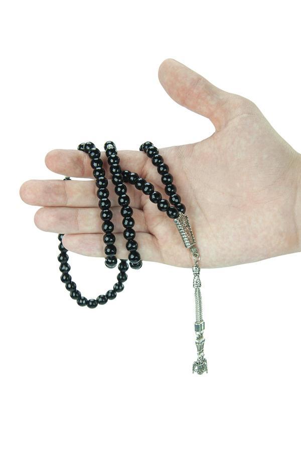 99lu Siyah Doğal Akik Taşı Tesbih - Image 1